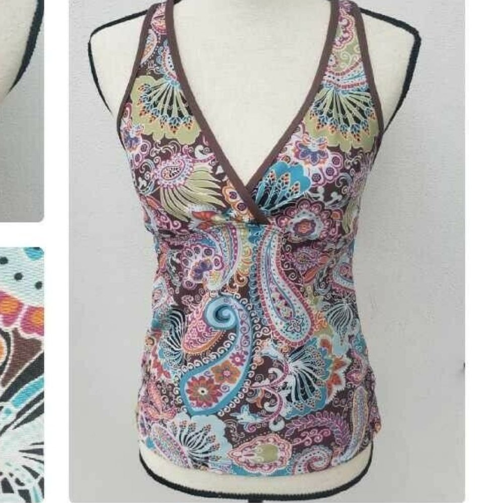 Athleta Size MT Bold Paisley Print Tankini Suit To